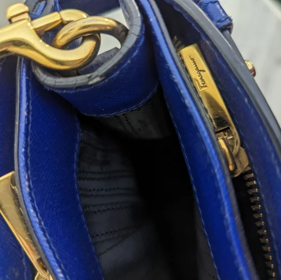 Authentic Salvatore Ferragamo top handle bag in cobalt baltik blue - Picture 13 of 14